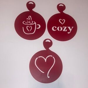 Coffee Stencils Set of 3 - Red